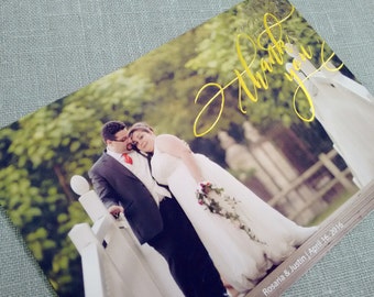 Gold Foil Photo Wedding Thank You card, Personalized wedding thank you card, hot foil note cards