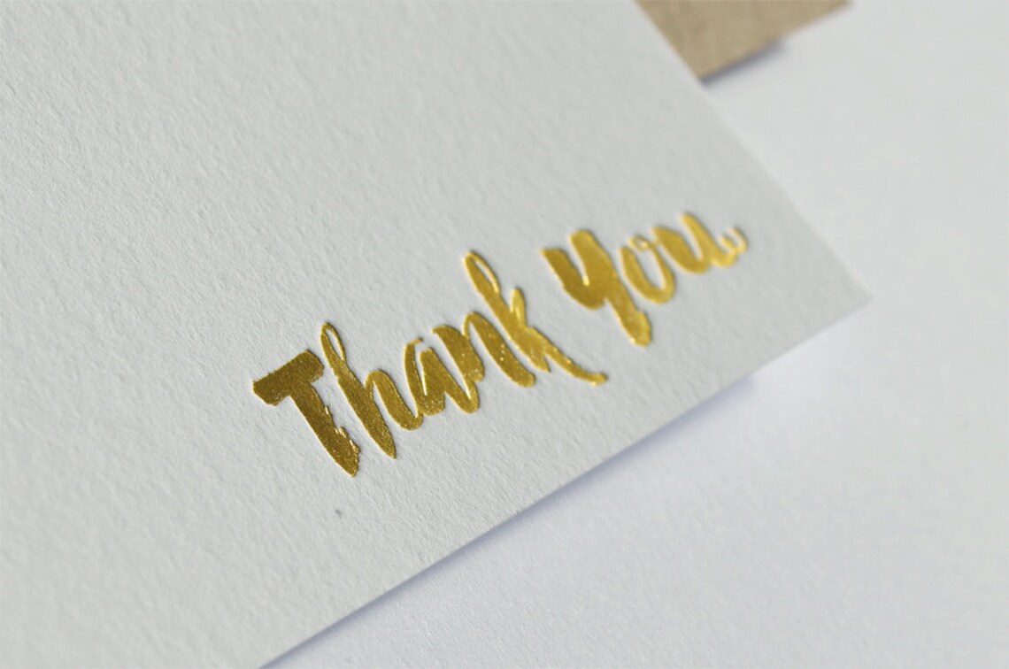 Gold Foil Thank You Cards Wedding Thank You Cards Brush Etsy