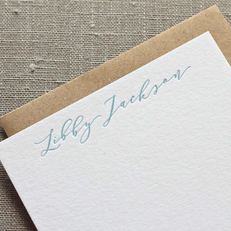 Personalized Letterpress Calligraphy Note Cards, Custom Letterpress Stationery image 1