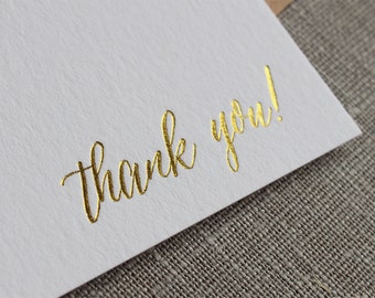 Gold Foil Thank You Cards, Letterpress Thank You Cards, Calligraphy Thank You Cards, Wedding Thank You Cards