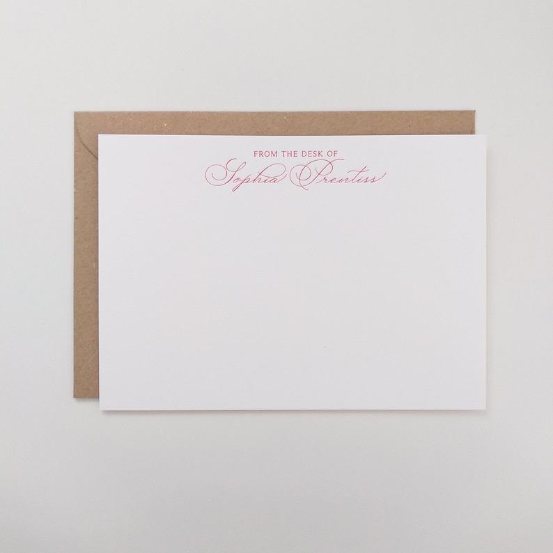 From the Desk Of Letterpress Stationery in a classic calligraphy Font, for Women image 2