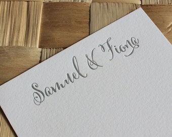 Personalized Letterpress Couple's Stationery - Wedding Thank You