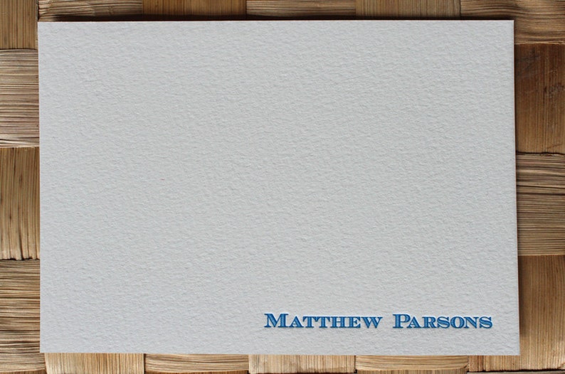 Men's Personalized Letterpress Note Cards with Engravers Font image 5