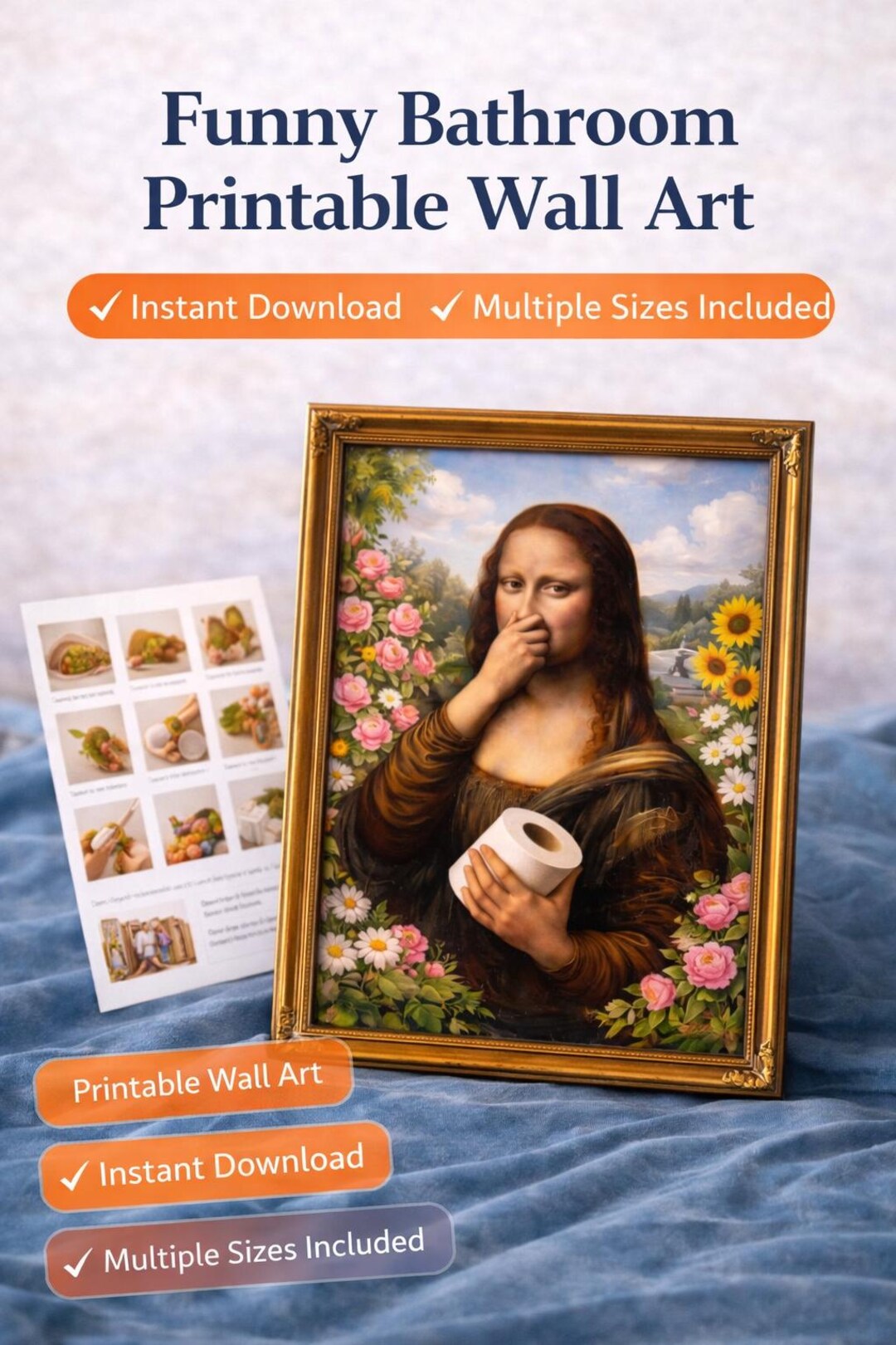 Funny Mona Lisa Bathroom Wall Art | Toilet Paper Renaissance Print ...