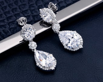 Bridal Earrings Wedding Earrings Wedding Jewelry Bridal Jewelry Crystal Earrings Bridesmaid Earrings Rhinestone Earrings Cubic Zirconia