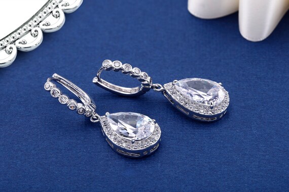Cz Earrings Crystal Bridal Image 0