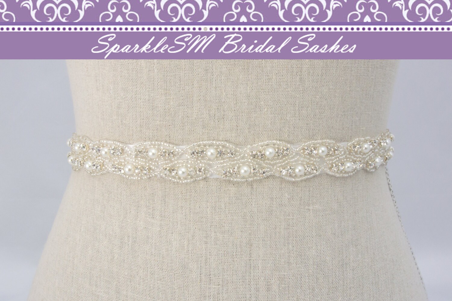 Rhinestone Sash Pearl Bridal Sash Pearl Bridal Belt Jeweled