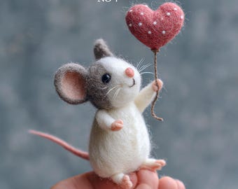 Vilten muis Valentijncadeau Handgemaakte hartvormige wolmuis Valentijnsdagcadeau | Romantische decor Liefdesherinnering Cadeau voor haar