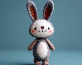 Filcowa figurka stojącego króliczka, ręcznie robiona zawieszka z filcu z motywem króliczka, prezent na Dzień Matki, prezent świąteczny