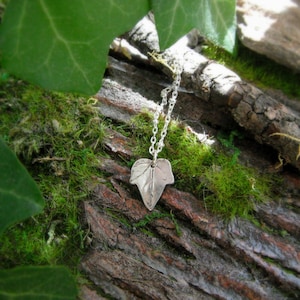 Tiny Ivy Leaf Necklace, Botanical Jewelry, Real Leaf Necklace, Artisan Crafted Recycled Silver, Silvan Leaf, Woodland Leaf, Forest image 4
