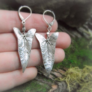 Vine Leaf Earrings Real Leaf Earrings Woodland Leaf Earrings Silvan Leaves Botanical Jewelry Artisan Crafted Fine Silver image 4