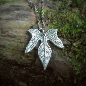 Real Leaf Necklace Elven Leaf Necklace Silvan Leaf Artisan Handcrafted with Recycled Fine Silver Botanical Jewelery image 5