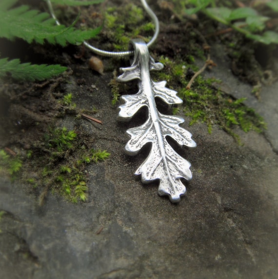 Woodland Leaf Necklace - Real Leaf Necklace - Botanical Jewelery - Artisan Handcrafted Recycled Silver - Silvan Leaf - Elven Leaf - Elfen