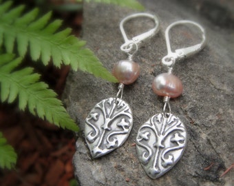 Medieval Pearl Earrings - Renaissance Jewelry - Handcrafted with Recycled Fine Silver