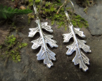 Botanical Leaf Earrings, Woodland Jewelery, Real Leaf Earrings, Artisan Handcrafted with Recycled Silver, Elven Leaf, Silvan Leaf