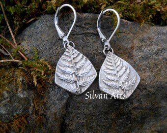 Woodland Fern Earrings - Botanical Jewelry - Fairycore - Recycled Silver - Real Leaf Jewelry  - Witchy Jewelry