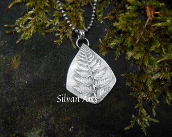 Woodland Fern Necklace, Fairycore, Botanical Jewelry, Recycled Sterling Silver, Artisan Crafted, Garden Jewelry, Forest, Norse Jewelry