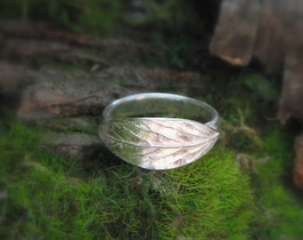 Leaf Ring - Real Leaf Ring - Woodland Leaf Ring - Elven Leaf Ring - Silvan Leaf - Artisan Handcrafted Recycled Fine Silver - Silvan Arts