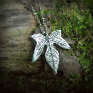 Real Leaf Necklace Elven Leaf Necklace Silvan Leaf Artisan Handcrafted with Recycled Fine Silver Botanical Jewelery image 1
