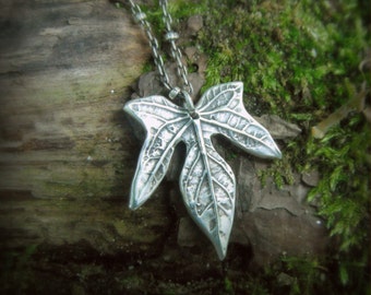 Real Leaf Necklace - Elven Leaf Necklace - Silvan Leaf - Artisan Handcrafted with Recycled Fine Silver - Botanical Jewelery