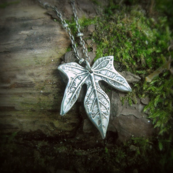 Real Leaf Necklace - Elven Leaf Necklace - Silvan Leaf - Artisan Handcrafted with Recycled Fine Silver - Botanical Jewelery