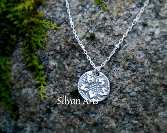 Flower Necklace - Botanical Jewelry - Art Nouveau - Victorian Necklace - Artisan Crafted with Recycled Sterling Silver - Garden Jewelry
