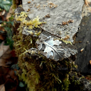 Oak Leaf Ring, Woodland Leaf Ring, Real Leaf Ring, Elven Leaf Ring, Silvan, Artisan Handcrafted Recycled Fine Silver, Botanical Ring image 3