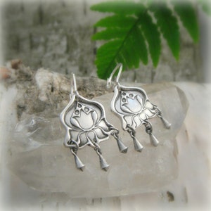 Lotus Earrings Handcrafted with Recyled Fine Silver image 2