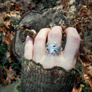 Oak Leaf Ring, Woodland Leaf Ring, Real Leaf Ring, Elven Leaf Ring, Silvan, Artisan Handcrafted Recycled Fine Silver, Botanical Ring