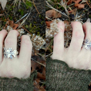 Oak Leaf Ring, Woodland Leaf Ring, Real Leaf Ring, Elven Leaf Ring, Silvan, Artisan Handcrafted Recycled Fine Silver, Botanical Ring image 5