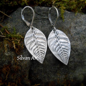 Botanical Fern Earrings - Botanical Jewelry - Recycled Silver - Real Leaf Jewelry