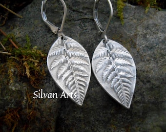 Botanical Fern Earrings - Botanical Jewelry - Recycled Silver - Real Leaf Jewelry