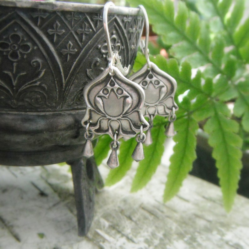 Lotus Earrings Handcrafted with Recyled Fine Silver image 5