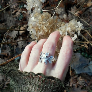 Oak Leaf Ring, Woodland Leaf Ring, Real Leaf Ring, Elven Leaf Ring, Silvan, Artisan Handcrafted Recycled Fine Silver, Botanical Ring image 4