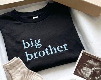 Big Brother Toddler Shirt, Embroidered Big Brother Announcement Shirt, Sibling Kid Shirts, Older Sibling New Baby Gift, Baby Shower Gift