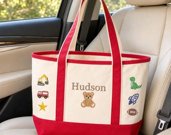 Personalized Daycare Tote Bag With Name Embroidered - Preschool Tote Bag - Mom Back To School Gift, Mom And Baby Gift