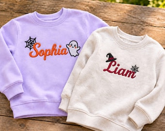 Personalized Baby Halloween Embroidered Sweater - Monogram Baby Outfit For Halloween - 1 Year Old Halloween Gift