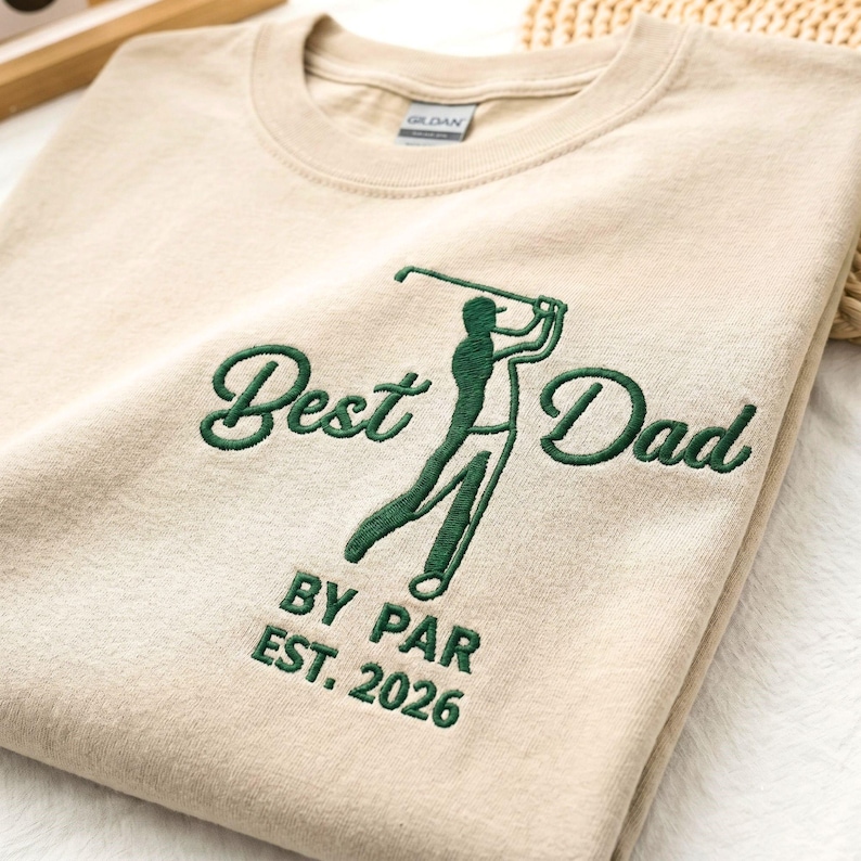 Embroidered Dad And Baby Matching Golf Shirts, Best Dad By Par Shirt, Daddys Little Caddie Romper, New Dad Golf Gifts, Father's Day Gift image 3