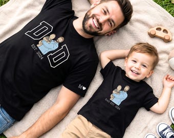 Father's Day Gift For Husband - Custom Embroidered Dad And Son Shirts With Portrait From Photo - Father Son Matching Outfits