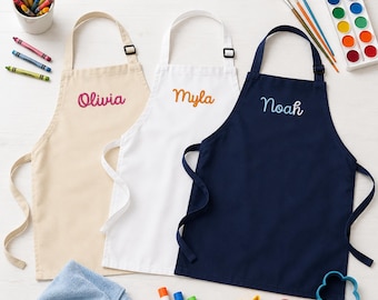 Personalized Kids Aprons - Embroidered Toddler Apron With Name - Monogrammed Apron Kids - Cooking Birthday Party Apron, Gift for Cooking