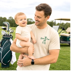 Embroidered Dad And Baby Matching Golf Shirts, Best Dad By Par Shirt, Daddys Little Caddie Romper, New Dad Golf Gifts, Father's Day Gift image 8