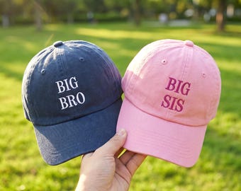 Embroidered Big Brother Big Sister Hats, Toddler Big Sister Hat, Personalized Kids Baseball Hat, Sibling Matching Hat, Pregnancy Reveal Gift