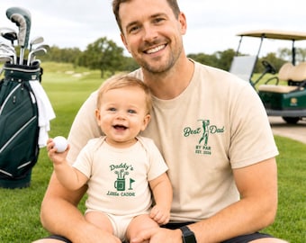 Embroidered Dad And Baby Matching Golf Shirts, Best Dad By Par Shirt, Daddys Little Caddie Romper, New Dad Golf Gifts, Father's Day Gift