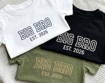 Embroidered Big Brother Shirt - Big bro Baby Pregnancy Announcement to Family, Grandparents, Husband - Promoted To Big Brother Gifts