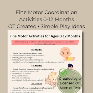 Actividades de motricidad fina de 0 a 12 meses (imprimible) / Guía de desarrollo del bebé