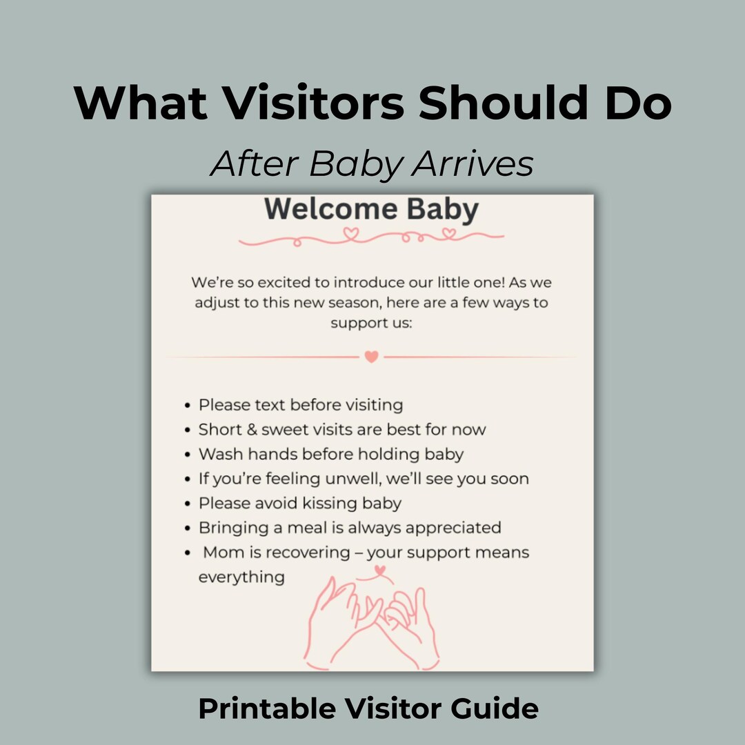Postpartum Visitor Sign | Newborn House Rules, Baby Etiquette Guide ...
