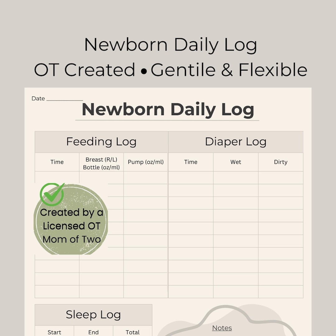 Newborn Feeding & Sleep Log Printable | Baby Tracker, Diaper Log, Daily ...