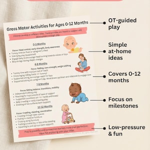 Gross Motor Activities 0-12 Months | Baby Development Printable | OT-Guided Play Activities for Infants