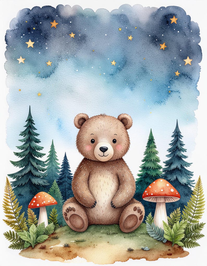 Woodland Animal Watercolor Nursery Prints | Set of 6 (digital Download ...