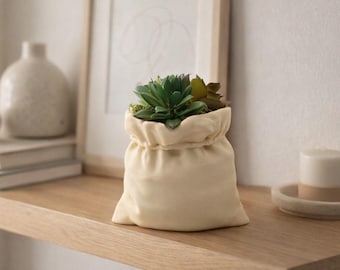 Paper Bag Planter (Not Paper) , Optical Illusion Plant Pot , 3D Printed Crumpled Bag Vase , Unique Desk Decor , Conversation Starter Gift